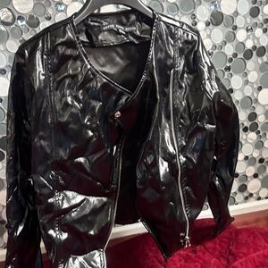 HYFVE Glossy Black Leather Jacket